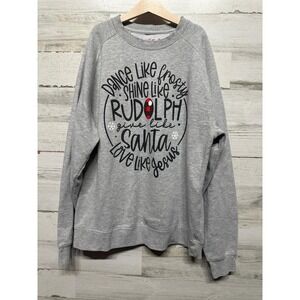 Love in Faith Sweatshirt Women Small Gray Christmas Graphic Raglan EUC